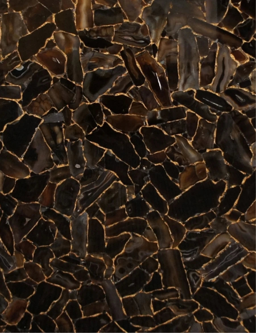 Halbedelsteinen black agata gold